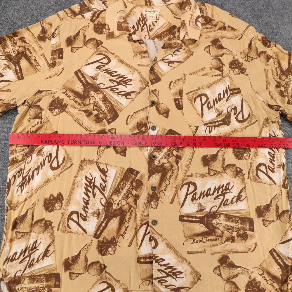 Panama Jack Mens 3XL Rayon Hawaiian Shirt Tan Rum Bottle Buried Treasure Print - Picture 6 of 6